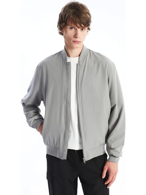 Xsıde Gri Standart Kalıp Kolej Yaka Erkek Bomber Mont
