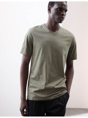 Marks & Spencer Yumuşak Dokulu V Yaka T-Shirt
