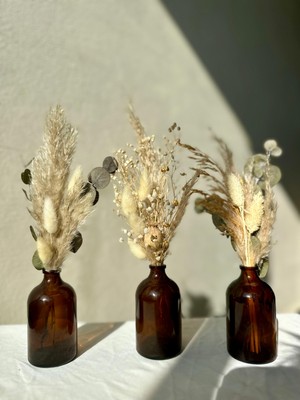 3'lü Vazoda Çiçek Buketi, Bohem Ev Dekorasyonu, Kahve Yanı Sunum, Söz Tepsisi Çiçeği