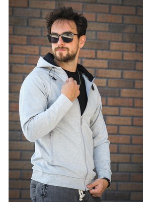 Chev Micro Interlok Dik Yaka Fermuarlı Hırka Sweatshirt