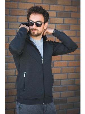 Chev Micro Interlok Dik Yaka Fermuarlı Hırka Sweatshirt