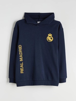 Kapüşonlu Real Madrid Baskılı Erkek Çocuk Sweatshirt  (W5)