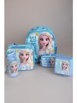 TEK BÖLMELİ KÜÇÜK BOY 32 CM ELSA FROZEN ANAOKUL ÇANTASI,KALEM ÇANTASI,BESLENME ÇANTASI,BESLENME KABI VE 500 ML MATARA OKUL SETİ