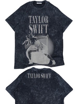 Unisex Vintage Taylor Swift Ense Baskılı Yıkamalı T-Shirt, Oversize Taylor Swift Temalı Tişört