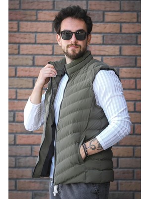 Faxy Cepli Dik Yaka Nova Parlak Kumaş Erkek Şişme Yelek