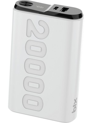 Bix TPB24 20000MAH Pd 20W Usb-C ve Usb-A Qc 3.0 Çift Portlu 22.5W Süper Hızlı Şarj Destekli ve Dijital Ekranlı Mini Powerbank Beyaz