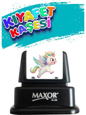 Kıyafet Kaşesi Unicorn Temalı Öğrenci Kaşesi / Kreş / Anaokulu / Ilkokul Öğrenci Kumaş Elbise Kaşesi