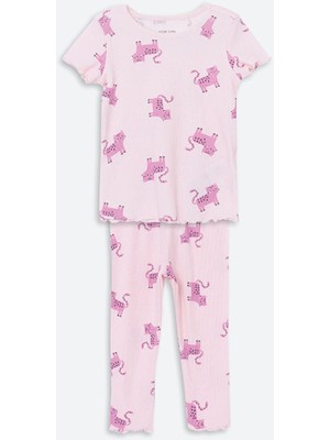 Lc Waikiki Yeni Sezon Bisiklet Yaka Baskili Kiz Bebek Pijama Takim - S57669Z1