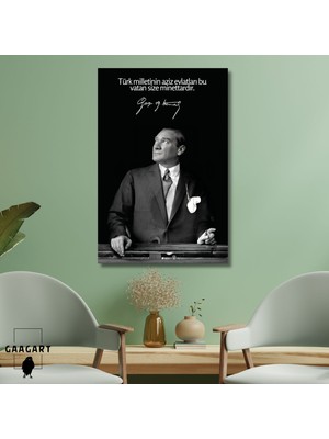 Tekli Dikey Kanvas Atatürk Sözleri Türk Milletinin Aziz Evlatları Bu Vatan Size Minettardır.