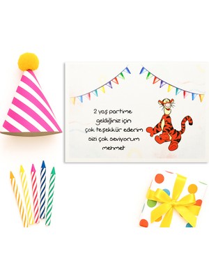 Repro Design 10X14 cm Tigger Temalı Kişiselleştirilebilir 10 Adet Doğum Günü Tebrik Kartı Model-11