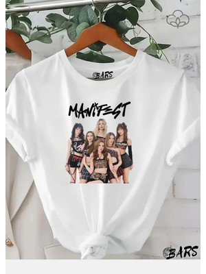 Manifest Baskılı Tişört, Oversize Unisex Beyaz Tişört Çocuk / Yetişkin