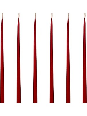 Petekoğlu (6 Adet x 35CM) Koik Balmumu Mum Şamda Mumu Kırmızı Doğal Petek Bal Mumu Mum Dekoratif Be