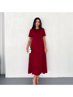 Kadın Bisiklet Yaka Modal Kumaş Elbise