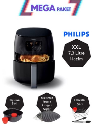 Xxl 7.3 Lt Yağsız Fritöz, Izgara ,pişirici ve Kahvaltı Paketi, HD9650 Mega Set Lambader Hediyeli