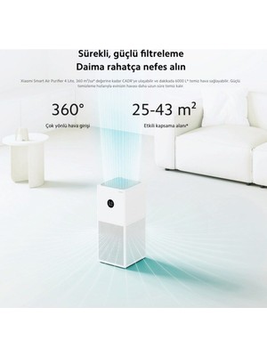 Hava Temizleme Anti Alerjik Mi Air Akıllı 48M2 Etkili Hava Temizleyici Beyaz Lambader Hediyeli