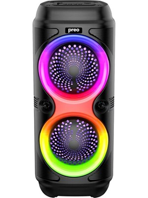 Preo MM25 Kablosuz Karaoke Kule Hoparlör 10 W Güçlü Ses Performansı Renkli Işıklar ile