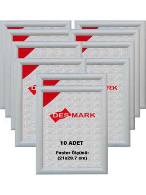10 Adet 25 mm A4(21X29.7) Gönye Köşe Alüminyum Aç-Kapa Çerçeve – Poster Çerçevesi (Gümüş Eloksallı)