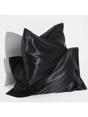 Antibakteriyel Terletmeyen Ipek Saten Yastık Kılıfı 2'li 50X70 Siyah