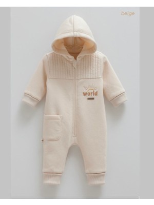 Barbosa Caramell %100 Pamuk Hello World 3 Iplik Şardonlu Erkek Bebek Lux Tulum TE2093 (Yeni Sezon)