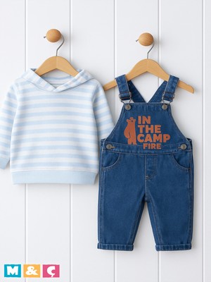 Unisex Kot Tulum Sonbahar Kış Kız Erkek Bebek 2li Takım Overall Jumpsuit