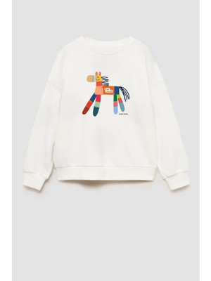 Unisex Çocuk Baskılı 3 Iplik Kumaş Pamuklu Sweatshirt