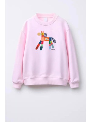 Unisex Çocuk Baskılı 3 Iplik Kumaş Pamuklu Sweatshirt