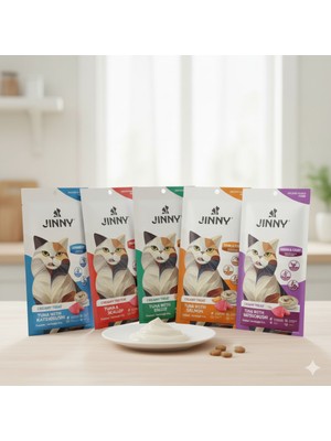 Jinny Karışık Kedi Sıvı Ödülü 5AD (5x5) Tüm Yaş Grupları İçin Lezzetli Tavuk ve Ton Balığı