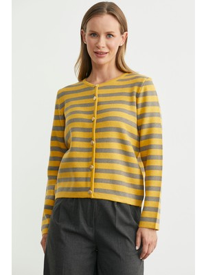 Renkli Çizgili Triko Kısa  Hırka - Güneş