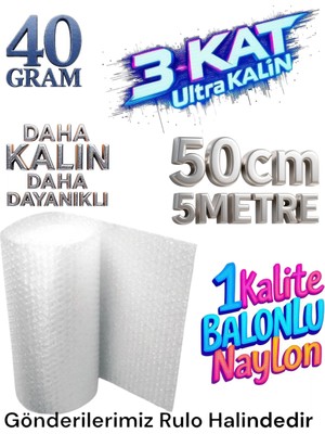 40 Gram 50 cm x 5 Metre Balonlu Naylon Patpat