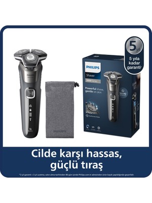 Philips 5000 Serisi Tıraş Makinesi, Sinekkaydı Tıraş, Skin Iq Teknolojisi, Islak ve Kuru Kullanım, Hassas Düzeltici Başlık + Onerous Lambader