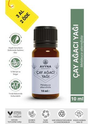 Çay Ağacı Uçucu Yağı 10 ml %100 Saf ve Doğal (Tea Tree Essential Oil) - 3 Al 2 Öde