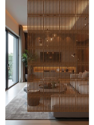 Lazer Kesim Sarkıt Paravan, Ahşap Separatör, Oda Bölücü 4'lü Panel Levha Zarif Model