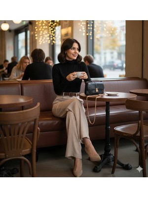 Kadın Beli Kemerli Keten Pantolon