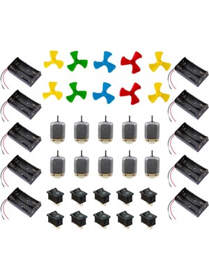 Motor Pervane Set 10 Lu (Motor Pervane 2li Pil Yuvası On-Off Anahtar)