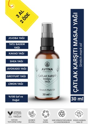 Çatlak Karşıt Masaj Yağı 100 ml Cam Şişede %100 Doğal (Stretch Mark Oil) - 3 Al 2 Öde