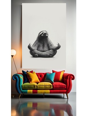 Özkacar Group Meditasyon Yapan Tembel Hayvan Ev Duvar Salon Güzellik Salonu Ofis Dükkan Dekarasyon Kanvas Tablo