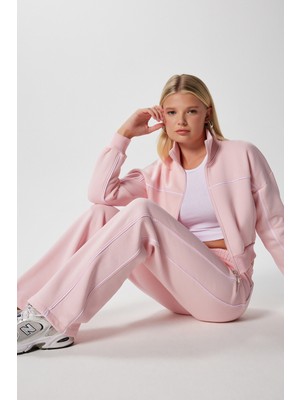 Kadın Lexi Içi Polarlı Şeritli Pembe Alt Üst Eşofman Takımı