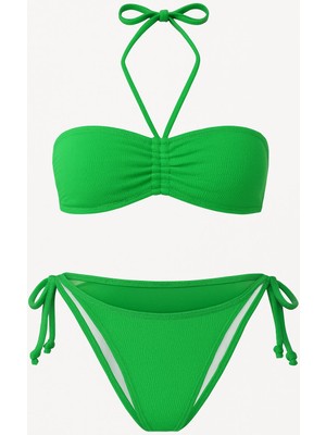 Straplez dokulu ipli bikini takım