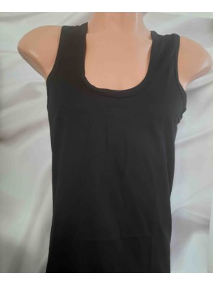 Siyah %100 Pamuk Kalın Askılı Rahat Kullanışlı Erkek Atlet