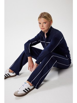 Kadın Lexi Içi Polarlı Şeritli Lacivert Alt Üst Eşofman Takımı