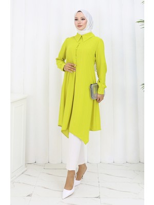 Baskı Düğmeli Tunik 1102-01 Yağ Yeşili