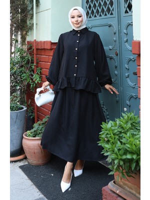 Fırfırlı Tunik Etek Ikili Takım 0146A-01 Siyah