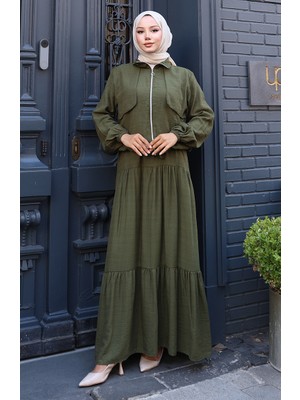 Kolu Lastikli Fermuarlı Ikili Takım 0129-17 Haki