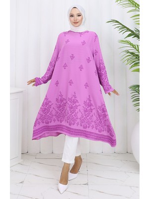 Desenli Tunik 1012-07 Gül Kurusu