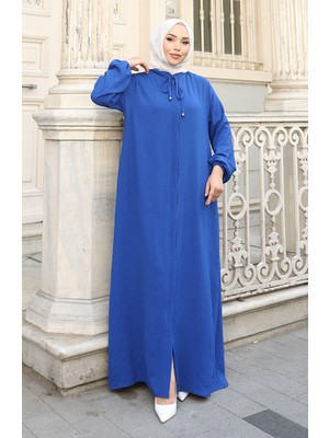 Kolu Lastikli Fermuarlı Ferace 0140-04 Saks