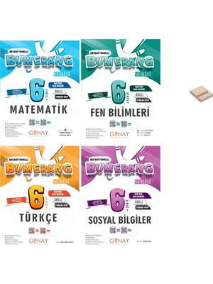 Günay Yayınları 6. Sınıf Bumerang Matematik Fen Türkçe ve Sosyal Etkinlikli Soru Bankası 4lü Set + Telefon Standı