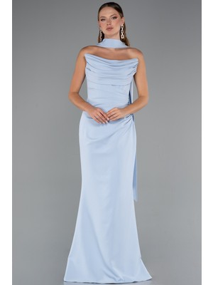 Straplez Balen Korse Şallı Uzun Abiye Elbise ABU5216