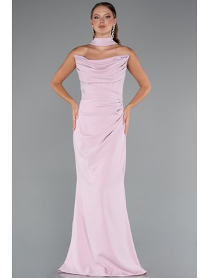 Straplez Balen Korse Şallı Uzun Abiye Elbise ABU5216