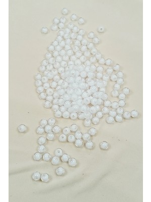 Yuvarlak Boncuk Içten Boncuklu Bileklik Çanta Boncuğu 8 mm 50 gr Beyaz - BNC470