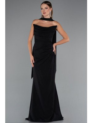 Straplez Balen Korse Şallı Uzun Abiye Elbise ABU5216